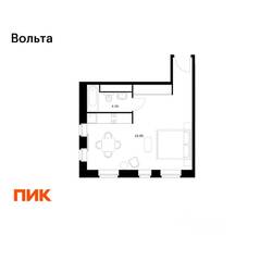 Апарт-комплекс «Вольта», планировка студии, 33.15 м²