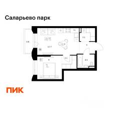 ЖК «Саларьево парк», планировка 1-комнатной квартиры, 40.30 м²