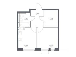 ЖК «Пятницкие Луга», планировка 1-комнатной квартиры, 36.04 м²