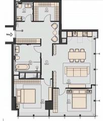 МФК «Neva Towers», планировка 2-комнатной квартиры, 115.00 м²