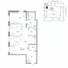ЖК «Страна.Заречная», планировка 3-комнатной квартиры, 109.70 м²