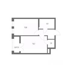 ЖК «NEWПИТЕР», планировка 1-комнатной квартиры, 41.70 м²