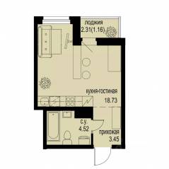 ЖК «ID Murino III», планировка студии, 27.86 м²