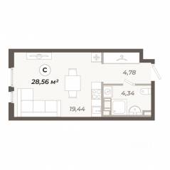ЖК «Знатный», планировка студии, 28.56 м²
