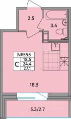 ЖК «Удача», планировка студии, 27.10 м²
