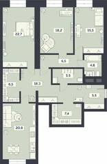 ЖК «Лайм», планировка 3-комнатной квартиры, 131.70 м²
