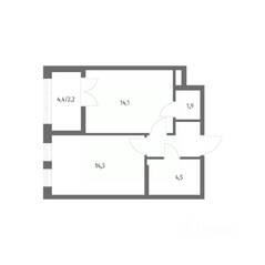 ЖК «NEWПИТЕР», планировка 1-комнатной квартиры, 40.70 м²