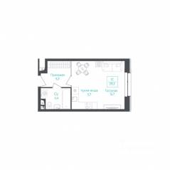 Апарт-комплекс «Monodom Lake», планировка студии, 29.30 м²