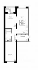ЖК «Сибирь», планировка 2-комнатной квартиры, 69.90 м²