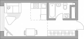 ЖК «Тринити-3», планировка студии, 25.53 м²