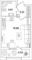ЖК «БелАрт», планировка студии, 28.30 м²