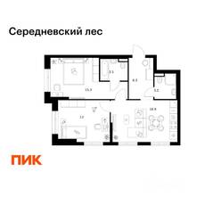 ЖК «Середневский лес», планировка 2-комнатной квартиры, 58.20 м²