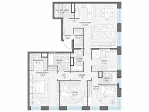 ЖК «Собрание клубных домов West Garden», планировка 4-комнатной квартиры, 145.10 м²