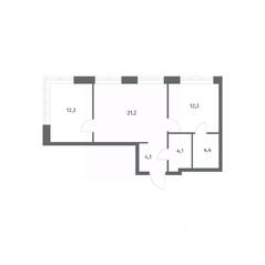 ЖК «NEWПИТЕР», планировка 2-комнатной квартиры, 58.27 м²