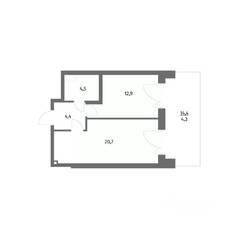 ЖК «Парусная 1», планировка 1-комнатной квартиры, 46.80 м²