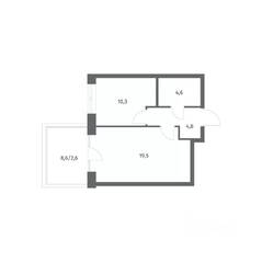 ЖК «NEWПИТЕР», планировка 1-комнатной квартиры, 41.84 м²