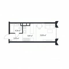ЖК «1-й Нагатинский», планировка студии, 30.39 м²