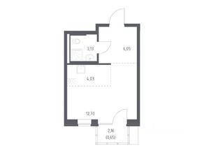 ЖК «Подольские Кварталы», планировка студии, 26.56 м²