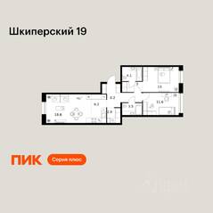 ЖК «Шкиперский 19», планировка 2-комнатной квартиры, 71.10 м²