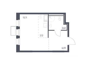 ЖК «Горки Парк», планировка студии, 25.20 м²
