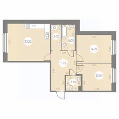 ЖК «Огни Залива», планировка 2-комнатной квартиры, 73.51 м²