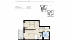 МЖК «Новая Дубровка», планировка 1-комнатной квартиры, 38.70 м²