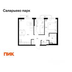 ЖК «Саларьево парк», планировка 2-комнатной квартиры, 49.20 м²