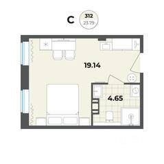 Апарт-комплекс «Лиговский, 127», планировка студии, 23.79 м²
