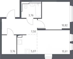 ЖК «Остафьево», планировка 1-комнатной квартиры, 41.00 м²
