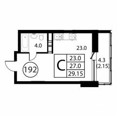 ЖК «Космос», планировка студии, 29.15 м²