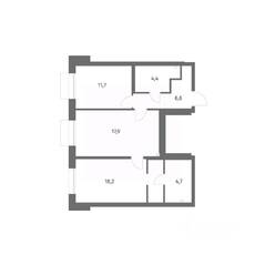ЖК «Парусная 1», планировка 2-комнатной квартиры, 63.50 м²