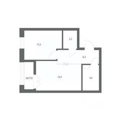 ЖК «NEWПИТЕР», планировка 1-комнатной квартиры, 40.07 м²