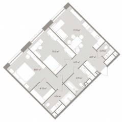 Апарт-комплекс «D'oro Mille», планировка 3-комнатной квартиры, 79.60 м²