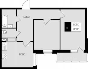 ЖК «Красная горка», планировка 2-комнатной квартиры, 54.30 м²