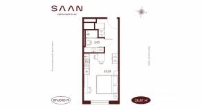 МФК «SAAN», планировка студии, 26.87 м²