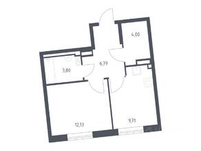 ЖК «Квартал Лаголово», планировка 1-комнатной квартиры, 36.43 м²