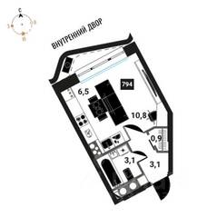 ЖК «Интеллигент», планировка 1-комнатной квартиры, 24.40 м²