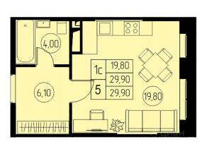 ЖК «31 квартал», планировка студии, 29.90 м²