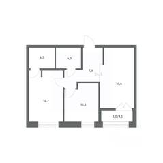 ЖК «NEWПИТЕР», планировка 2-комнатной квартиры, 58.85 м²
