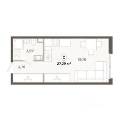 ЖК «Знатный», планировка студии, 27.29 м²