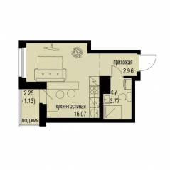 ЖК «ID Murino III», планировка студии, 23.93 м²