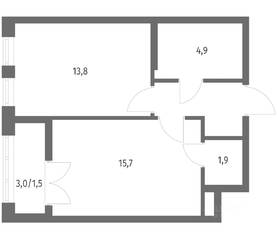 ЖК «NEWПИТЕР», планировка 1-комнатной квартиры, 41.70 м²