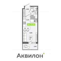 ЖК «Аквилон ЯНИНО», планировка студии, 22.53 м²