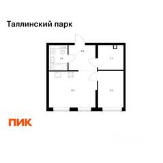 ЖК «Таллинский парк», планировка 1-комнатной квартиры, 41.30 м²