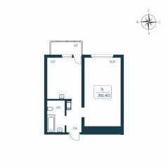 ЖК «Расцветай в Янино», планировка 1-комнатной квартиры, 38.20 м²