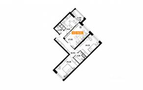 ЖК «Планерный квартал», планировка 3-комнатной квартиры, 74.72 м²