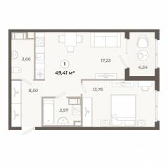 ЖК «Знатный», планировка 1-комнатной квартиры, 49.41 м²