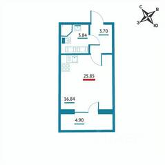 ЖК «Левитан», планировка студии, 25.85 м²