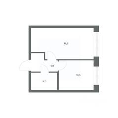 ЖК «NEWПИТЕР», планировка 1-комнатной квартиры, 37.67 м²