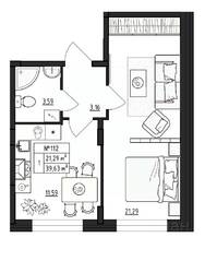 МЖК «Верево-Сити», планировка 1-комнатной квартиры, 39.63 м²